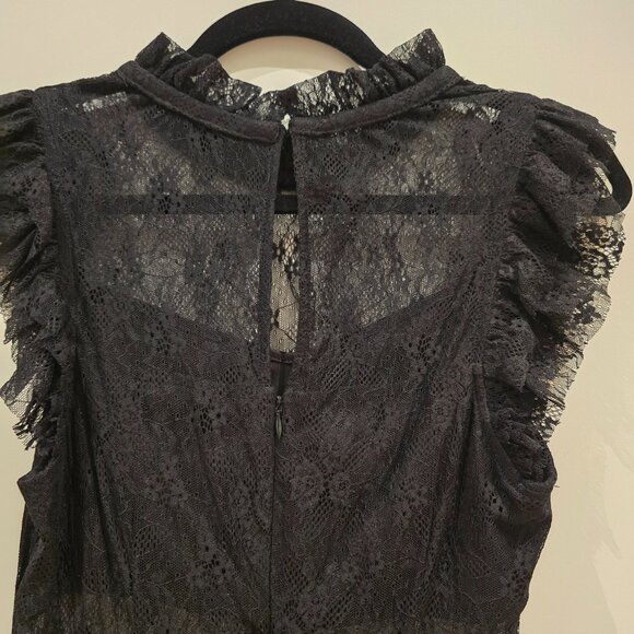 Vici Lace insert Midi Dress. Black, Small - Picture 5 of 6
